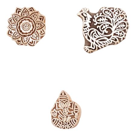 Set of 3 Piece New Mix Wooden Printing Block